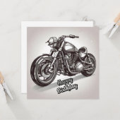 ハッピーバースデーヴィンテージバイク カード (正面/裏面インサイチュ)