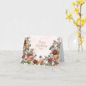 ハッピーバースデーヴィンテージバラとガーデンフラワー カード (黄色い花)