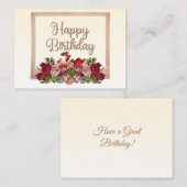 ハッピーバースデーヴィンテージバラ、リリー・オブ・ザ・バレー ノートカード (正面/裏面)