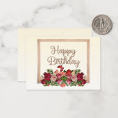ハッピーバースデーヴィンテージバラ、リリー・オブ・ザ・バレー ノートカード (正面/裏面インサイチュ)