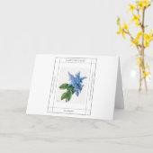 ハッピーバースデーヴィンテージブルー薄紫水彩 カード (黄色い花)
