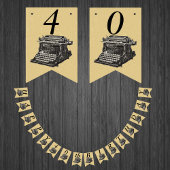 ハッピーバースデーヴィンテージマニュエルタイプライタータン バンティングフラッグ