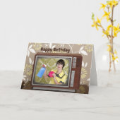 ハッピーバースデーヴィンテージレトロ主婦 カード (黄色い花)