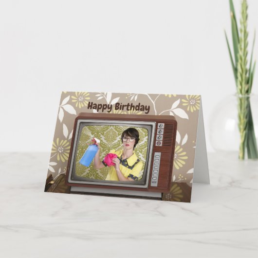 ハッピーバースデーヴィンテージレトロ主婦 カード (正面)