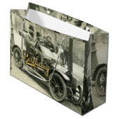 ハッピーバースデーヴィンテージ旧車と人 ラージペーパーバッグ (正面アングル)