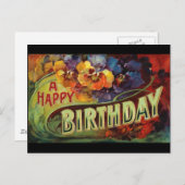 ハッピーバースデーヴィンテージ色彩の鮮やか ポストカード (正面/裏面)