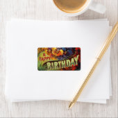 ハッピーバースデーヴィンテージ色彩の鮮やか ラベル (インサイチュ)