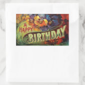 ハッピーバースデーヴィンテージ色彩の鮮やか 長方形シール (バッグ)