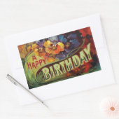 ハッピーバースデーヴィンテージ色彩の鮮やか 長方形シール (封筒)