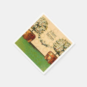 ハッピーバースデーヴィンテージ開花ポット紙ナプキン スタンダードカクテルナプキン (角)