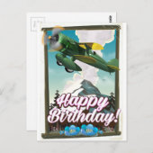 ハッピーバースデーヴィンテージ飛行機! ポストカード (正面/裏面)