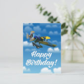 ハッピーバースデーヴィンテージ飛行機 ポストカード (スタンド正面)