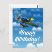 ハッピーバースデーヴィンテージ飛行機 ポストカード (正面/裏面)