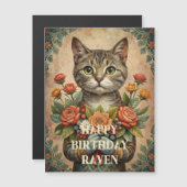 ハッピーバースデーヴィンテージCAT磁気カード (正面/裏面)