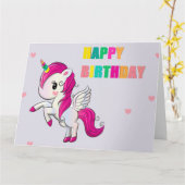 ハッピーバースデー一角のグリーティングカード カード (黄色い花)