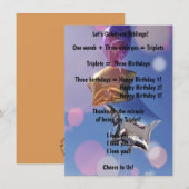 ハッピーバースデー三つ子！フラットグリーティングカード (正面/裏面)