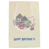 ハッピーバースデー三匹の小祝豚 ミディアムペーパーバッグ (正面)