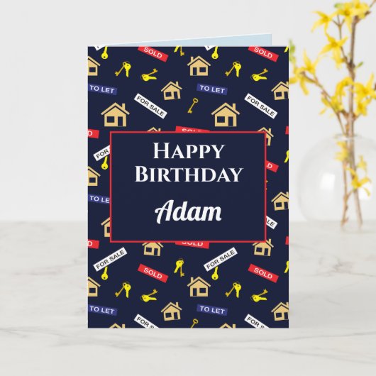 ハッピーバースデー不動産仲介業者不動産代理店不動産おもしろい カード (黄色い花)
