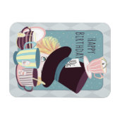 ハッピーバースデー不機嫌帽子茶パーティー葉書 マグネット (横)