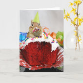 ハッピーバースデー中書く少しシマリス カード (黄色い花)