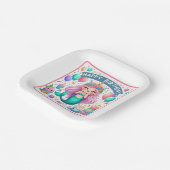 ハッピーバースデー人魚 ペーパープレート (傾斜あり)