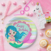 ハッピーバースデー人魚 ペーパープレート (パーティー)