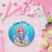 ハッピーバースデー人魚 ペーパープレート (パーティー)