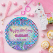 ハッピーバースデー人魚 ペーパープレート (パーティー)