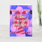 ハッピーバースデー今日は私の誕生日ブルーバルーン カード (正面)