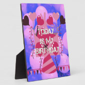 ハッピーバースデー今日は私の誕生日ブルーバルーン フォトプラーク (側面)