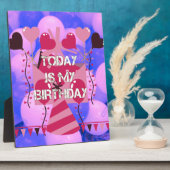 ハッピーバースデー今日は私の誕生日ブルーバルーン フォトプラーク (側面)