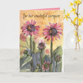 ハッピーバースデー介護者ピンクコンフォローガーデン カード (黄色い花)