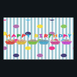 ハッピーバースデー付きカップケストライプーキ» 長方形シール<br><div class="desc">「ハッピーバースデー付きストライプカップケーキ」Inky_Art作成した四角形ステッカー違うサイズや形状で利用可能シェイプ:四角形ステッカーすべての大事な行事に対してスタイルステッカーを作成しユニークてカスタム、スティックを作る!特別な郵送やスクラップブック作りから子供の活動やDIYプロジェクトまで、これらのシールは素晴らし非常に多くの用途に使われる。独自のデザイン、パターン、文字、写真を追加!シート当たり4シール寸法: 4.5"l x 2.7"wシール当たりホワイトアシッドフリー紙フルカラー、フルブリード印刷スクラッチ防止フロント、簡単ピールとスティック背面マットまたは光沢のある仕上げ違うで7つの形状から選択</div>