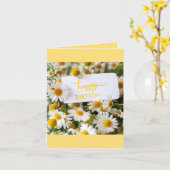 ハッピーバースデー付きデイジー カード (黄色い花)