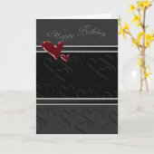 ハッピーバースデー付き男性用ハートカード カード (黄色い花)