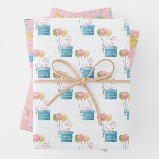 ハッピーバースデー任意の人の包装紙シート ラッピングペーパーシート (インサイチュ)