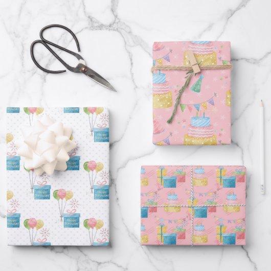 ハッピーバースデー任意の人の包装紙シート ラッピングペーパーシート (正面)