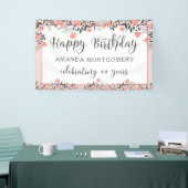 ハッピーバースデー任意の年のバラ金ゴールド赤面フローラ 横断幕 (トレードショー)