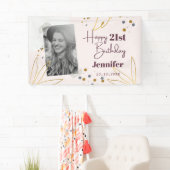 ハッピーバースデー任意の年のピンクパーソナライズされた色 横断幕 (インサイチュ)