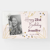 ハッピーバースデー任意の年のピンクパーソナライズされた色 横断幕 (横)