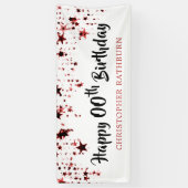 ハッピーバースデー任意の年赤星名 横断幕 (縦)