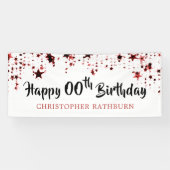 ハッピーバースデー任意の年赤星名 横断幕 (横)