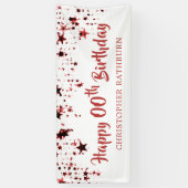 ハッピーバースデー任意の年齢赤星名 横断幕 (縦)