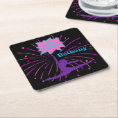 ハッピーバースデー体操パーソナライズされた スクエアペーパーコースター (アングル)