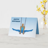 ハッピーバースデー体操マンオンリングや輪 カード (黄色い花)