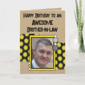 ハッピーバースデー兄弟の写真黄 カード (正面)