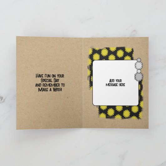 ハッピーバースデー兄弟の写真黄 カード (内部)