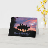 ハッピーバースデー全体の集団カウボーイカード カード (黄色い花)