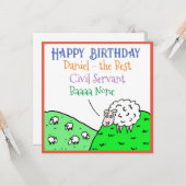 ハッピーバースデー公務員おもしろい羊デザイン カード (正面/裏面インサイチュ)