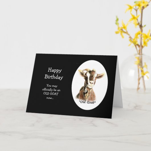 ハッピーバースデー公式に古いヤギ私たちは愛 カード (黄色い花)
